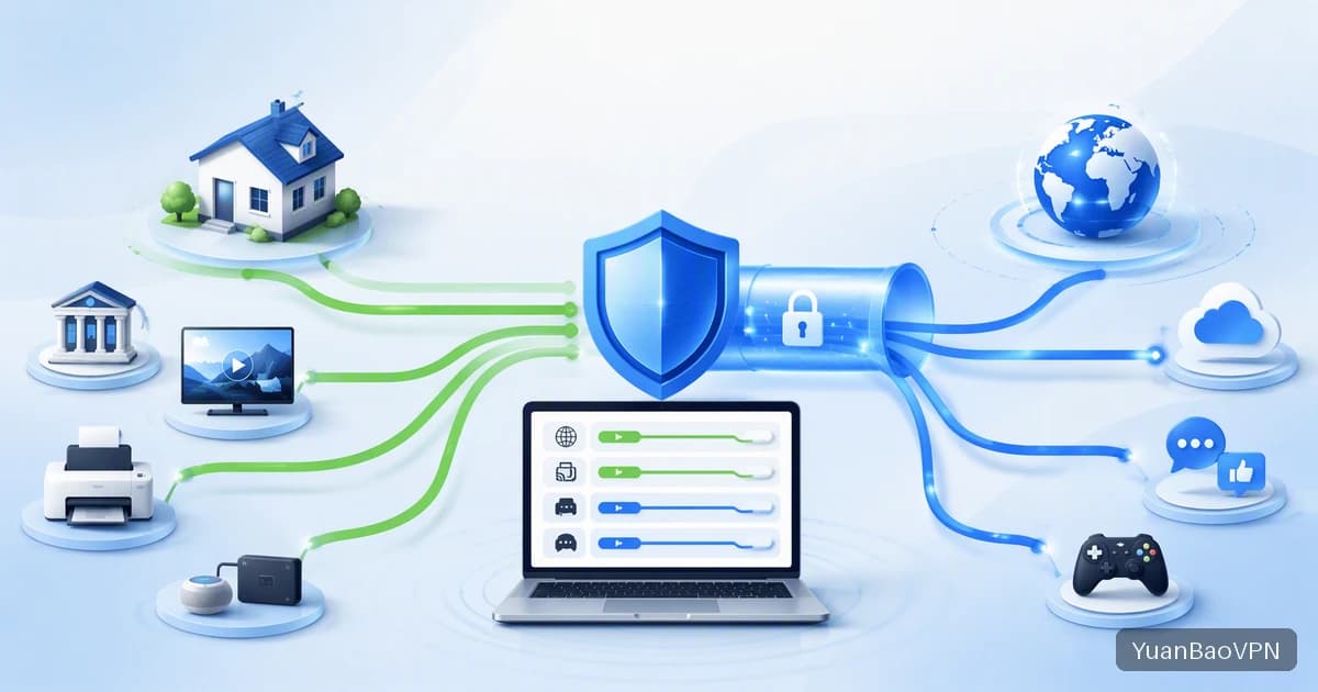 元宝VPN · VPN 分流（Split Tunneling）怎么用：哪些应用走加速，哪些保持直连