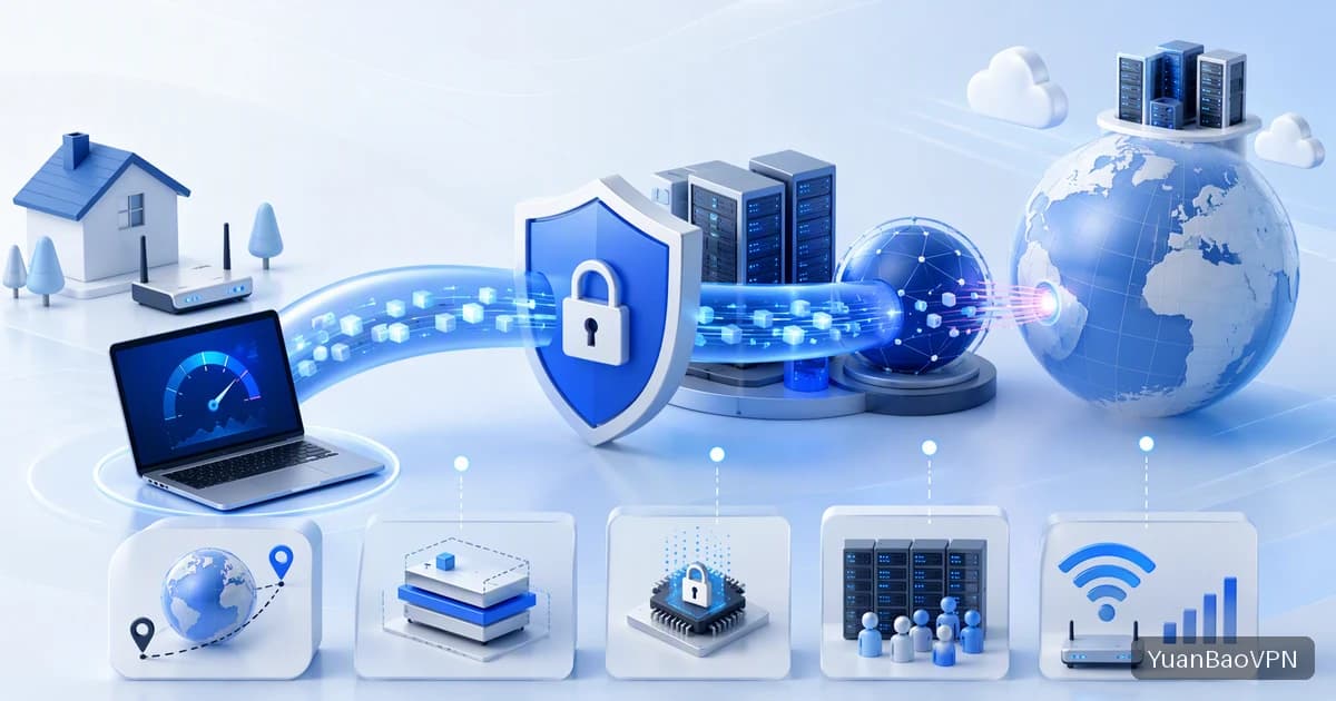 元宝VPN · VPN 速度为什么达不到宽带标称值:往返时延、加密开销、MTU 与线路拥堵拆解